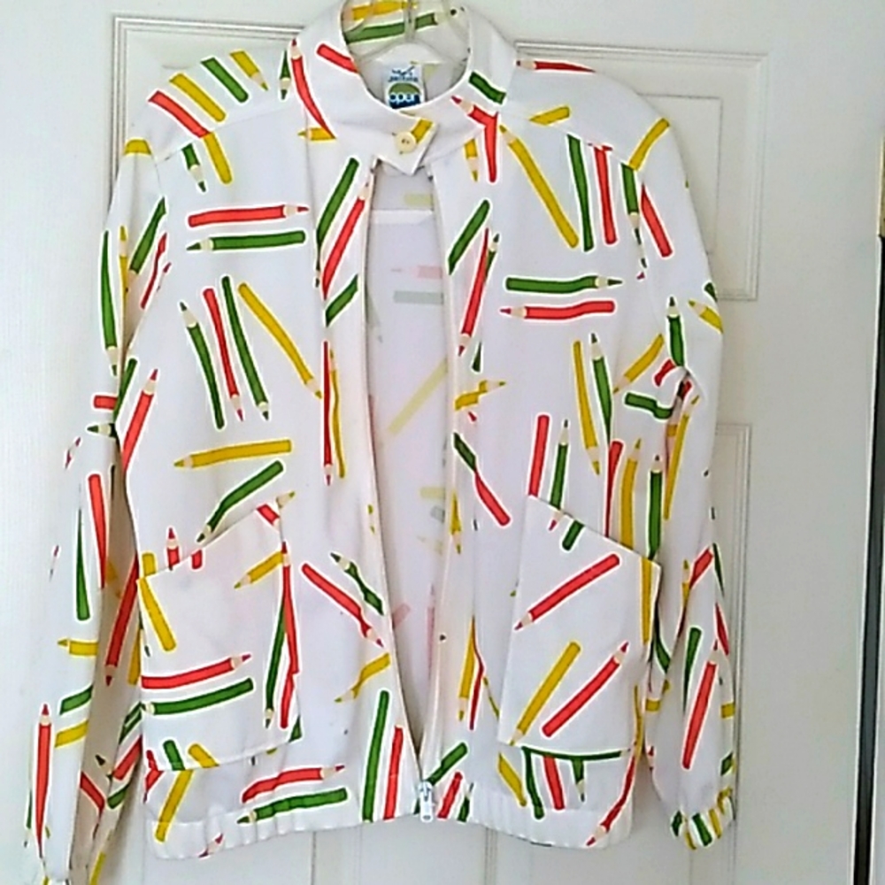 Novelty print vintage zipper Jacket